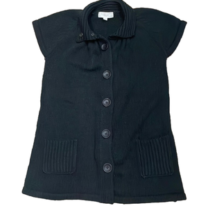 VINTAGEOUS black cap sleeve snap front sweater Women’s size Medium